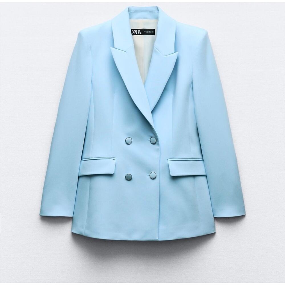 Zara 2 Piece Set Double Breasted Shoulder Pad Blazer and Slim High Waist Pants - Picture 4 of 15